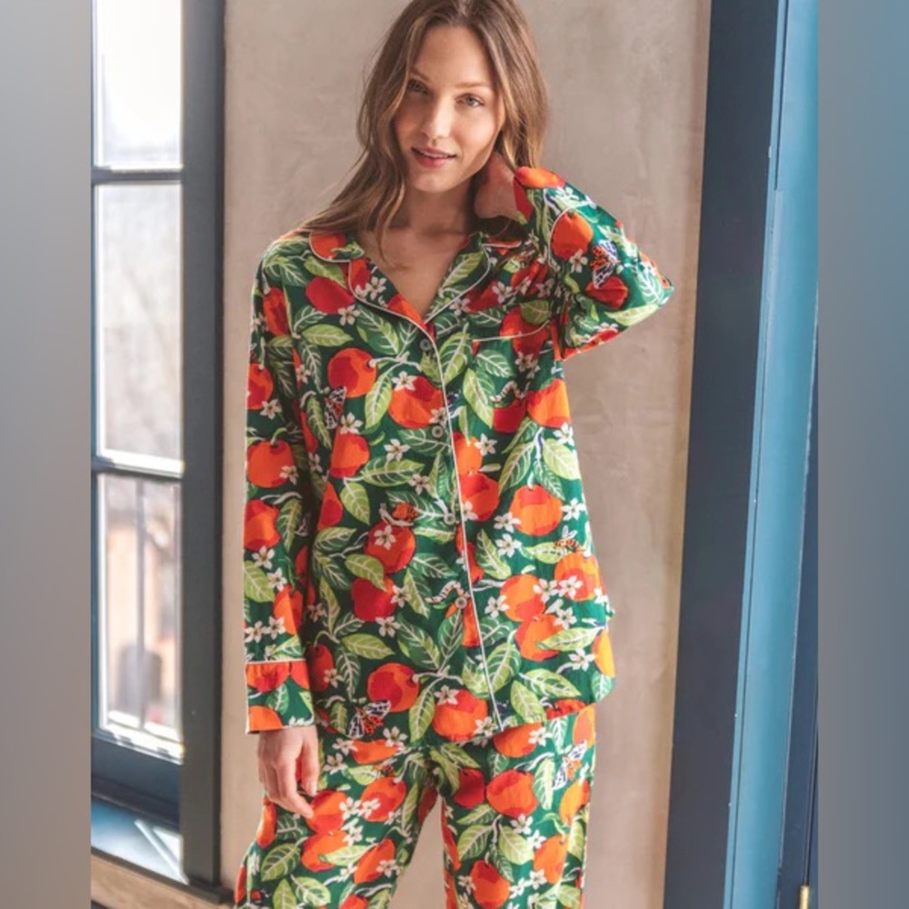 PrintFresh Orange Grove Printed Pajama Set Bugs & Bees Organic Cotton Size XS